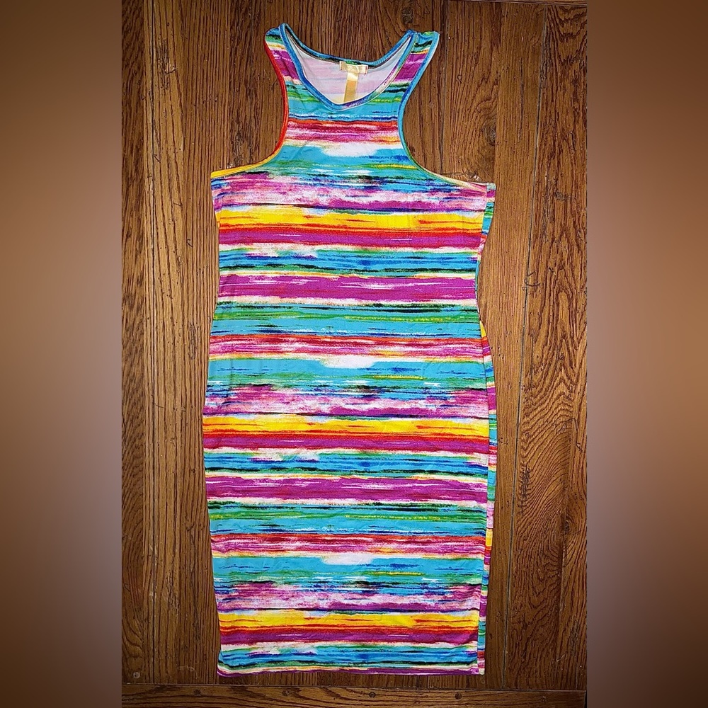 NYC Women’s Multicolor Striped Sleeveless Midi Dress! Size Large.